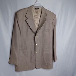 Orvis Sport Coat Mens 48L Beige Wool Blend Blazer Gold Buttons 3 Button